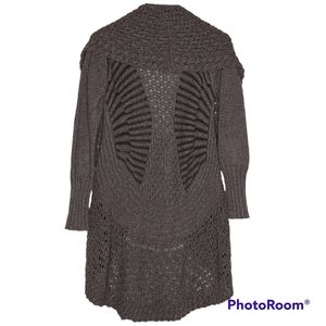 Anthropology Angel Of The North Cardigan Sweater Women Sz S Gray Knit Open Front